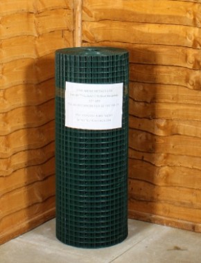 green pvc weldmesh 1 x 1 16G 3ft x 30m 1