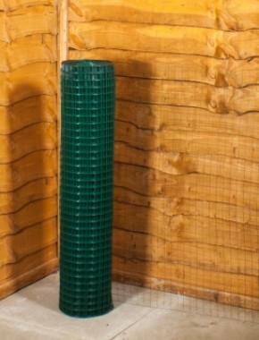 green pvc weldmesh 1 x 1 19G 3ft x 30m 0