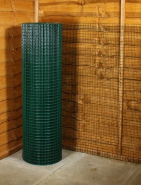 green pvc weldmesh 1 x 1 16G 4ft x 30m